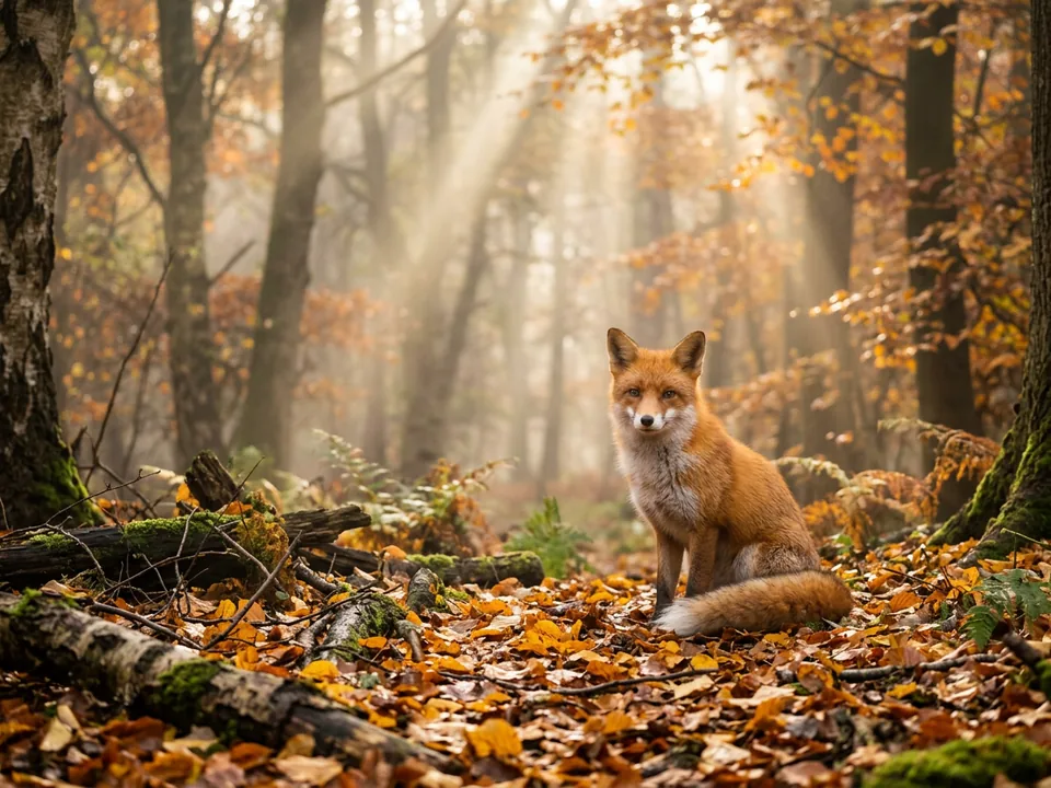 Red fox in an autumn forest, a beautiful paint by numbers subject