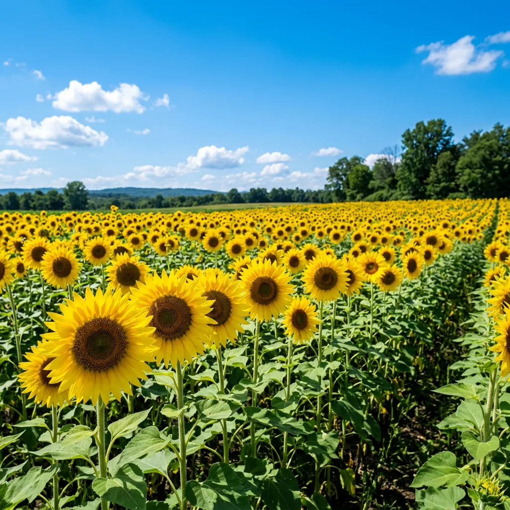 Sunflower field photo as a paint by numbers canvas